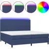 Image de vidaXL Lit Boxspring avec matelas & LED Bleu 200x200 cm Tissu