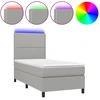 Image de vidaXL Lit boxspring avec matelas & LED gris clair 90x190 cm Tissu