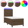 Image de vidaXL Lit boxspring avec matelas & LED brun foncé 90x190 cm Tissu