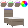 Image de vidaXL Lit Boxspring avec matelas & LED Taupe 90x190 cm Tissu