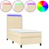 Image de vidaXL Lit Boxspring avec matelas & LED Crème 90x190 cm Tissu