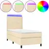 Image de vidaXL Lit Boxspring avec matelas & LED Crème 90x200 cm Tissu