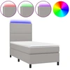Image de vidaXL Lit Boxspring avec matelas & LED Gris clair 100x200 cm Tissu