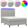 Image de vidaXL Lit boxspring avec matelas & LED gris clair 140x190 cm Tissu