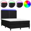 Image de vidaXL Lit Boxspring avec matelas & LED Noir 140x190 cm Tissu