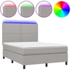 Image de vidaXL Lit Boxspring avec matelas & LED Gris clair 140x200 cm Tissu