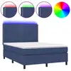 Image de vidaXL Lit Boxspring avec matelas & LED Bleu 140x200 cm Tissu