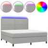 Image de vidaXL Lit boxspring avec matelas & LED gris clair 180x200 cm Tissu