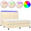 Image de vidaXL Lit Boxspring avec matelas & LED Crème 180x200 cm Tissu