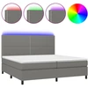 Image de vidaXL Lit boxspring avec matelas & LED gris foncé 200x200 cm Tissu