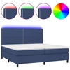 Image de vidaXL Lit Boxspring avec matelas & LED Bleu 200x200 cm Tissu