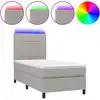 Image de vidaXL Lit boxspring avec matelas & LED gris clair 90x190 cm Tissu