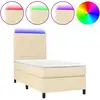 Image de vidaXL Lit Boxspring avec matelas & LED Crème 90x190 cm Tissu