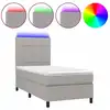 Image de vidaXL Lit boxspring avec matelas & LED gris clair 90x200 cm Tissu