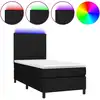Image de vidaXL Lit Boxspring avec matelas & LED Noir 90x200 cm Tissu