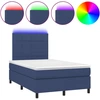 Image de vidaXL Lit Boxspring avec matelas & LED Bleu 120x200 cm Tissu