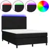 Image de vidaXL Lit Boxspring avec matelas & LED Noir 140x190 cm Tissu