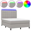 Image de vidaXL Lit Boxspring avec matelas & LED Gris clair 140x200 cm Tissu