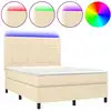 Image de vidaXL Lit Boxspring avec matelas & LED Crème 140x200 cm Tissu