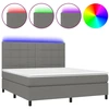 Image de vidaXL Lit boxspring avec matelas & LED gris foncé 160x200 cm Tissu