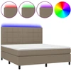 Image de vidaXL Lit Boxspring avec matelas & LED Taupe 160x200 cm Tissu