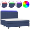 Image de vidaXL Lit Boxspring avec matelas & LED Bleu 160x200 cm Tissu