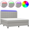 Image de vidaXL Lit boxspring avec matelas & LED gris clair 180x200 cm Tissu