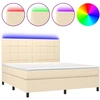 Image de vidaXL Lit Boxspring avec matelas & LED Crème 180x200 cm Tissu