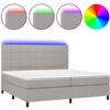 Image de vidaXL Lit boxspring avec matelas & LED gris clair 200x200 cm Tissu