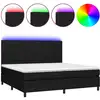 Image de vidaXL Lit Boxspring avec matelas & LED Noir 200x200 cm Tissu