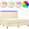 Image de vidaXL Lit boxspring avec matelas & LED Crème 200x200 cm Tissu