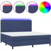 Image de vidaXL Lit Boxspring avec matelas & LED Bleu 200x200 cm Tissu