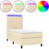 Image de vidaXL Lit Boxspring avec matelas & LED Crème 80x200 cm Tissu