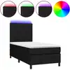 Image de vidaXL Lit Boxspring avec matelas & LED Noir 90x190 cm Tissu