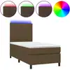 Image de vidaXL Lit boxspring avec matelas & LED brun foncé 90x190 cm Tissu