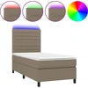 Image de vidaXL Lit Boxspring avec matelas & LED Taupe 90x190 cm Tissu