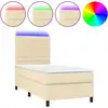 Image de vidaXL Lit Boxspring avec matelas & LED Crème 90x200 cm Tissu