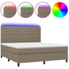 Image de vidaXL Lit Boxspring avec matelas & LED Taupe 160x200 cm Tissu