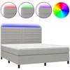 Image de vidaXL Lit boxspring avec matelas & LED gris clair 180x200 cm Tissu