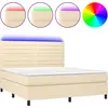 Image de vidaXL Lit Boxspring avec matelas & LED Crème 180x200 cm Tissu