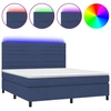 Image de vidaXL Lit Boxspring avec matelas & LED Bleu 180x200 cm Tissu