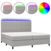 Image de vidaXL Lit boxspring avec matelas & LED gris clair 200x200 cm Tissu