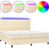 Image de vidaXL Lit boxspring avec matelas & LED Crème 200x200 cm Tissu