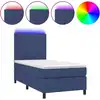Image de vidaXL Lit Boxspring avec matelas & LED Bleu 80x200 cm Tissu