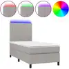 Image de vidaXL Lit boxspring avec matelas & LED gris clair 90x190 cm Tissu