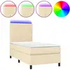 Image de vidaXL Lit Boxspring avec matelas & LED Crème 90x190 cm Tissu