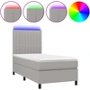 Image de vidaXL Lit boxspring avec matelas & LED gris clair 90x200 cm Tissu