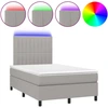 Image de vidaXL Lit boxspring avec matelas & LED gris clair 120x200 cm Tissu