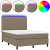 Image de vidaXL Lit boxspring avec matelas & LED Taupe 140x190 cm Tissu