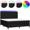 Image de vidaXL Lit Boxspring avec matelas & LED Noir 160x200 cm Tissu
